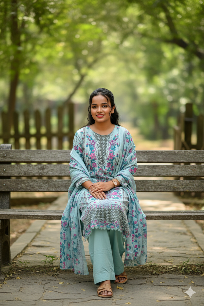 Light Grey Kurti With Floral Design For Women & Girls